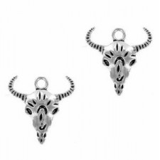 Metal charm Buffalo head 21x20mm Antique silver